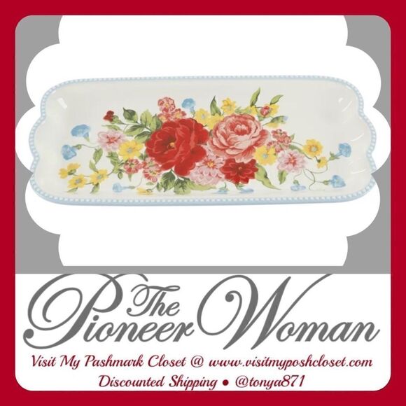 🦋 New Pioneer Woman Sweet Rose Serving Tray, Qty 1 - Picture 1 of 4